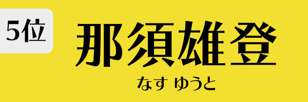 5位：那須雄登