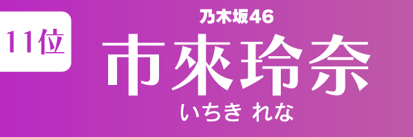 坂道グループの歴代人気メンバーランキング第11位：市來玲奈（乃木坂46）