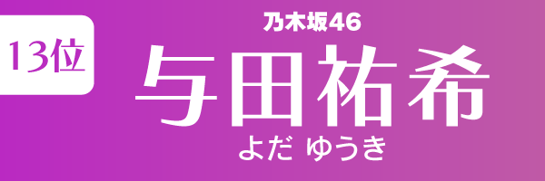 坂道グループの歴代人気メンバーランキング第13位：与田祐希（乃木坂46）