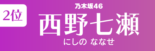 坂道グループの歴代人気メンバーランキング第2位：西野七瀬（乃木坂46）