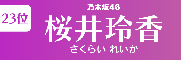 坂道グループの歴代人気メンバーランキング第23位：桜井玲香（乃木坂46）