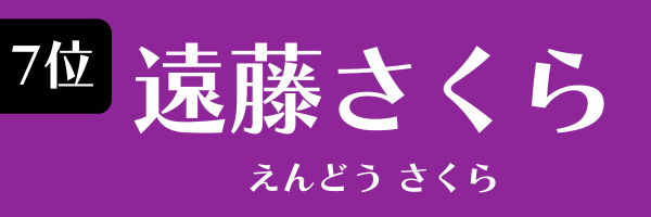 7位　遠藤さくら えんどう さくら