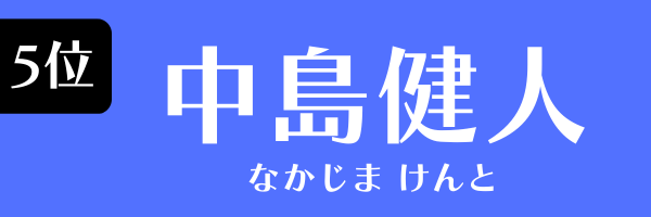 5位：中島健人（Sexy Zone）