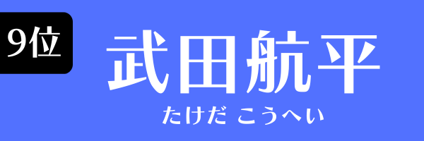 9位：武田航平