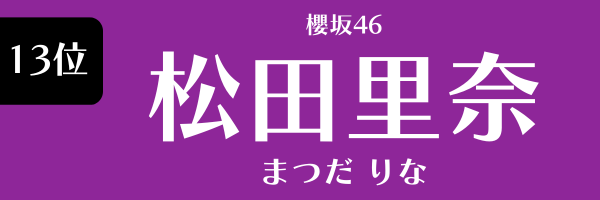 第13位　松田里奈（櫻坂46） まつだ りな