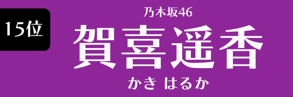 第15位 賀喜遥香（乃木坂46） かき はるか
