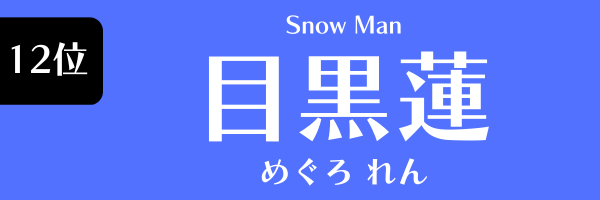 第12位 目黒蓮（Snow　Man） めぐろ　れん