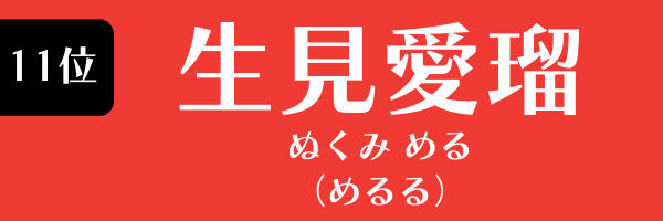 第11位 生見愛瑠（めるる） ぬくみ める