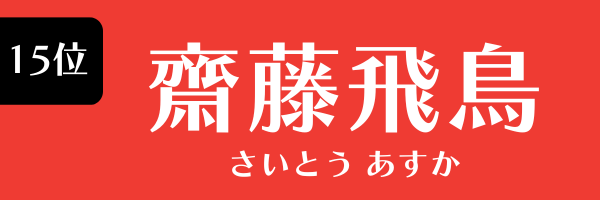 第15位 齋藤飛鳥 さいとう　あすか