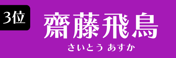 3位 齋藤飛鳥 さいとう あすか