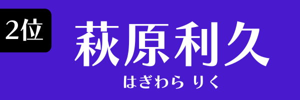 第2位　萩原利久 はぎわら りく