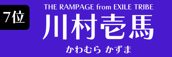 第7位　川村壱馬（THE RAMPAGE from EXILE TRIBE　） かわむら　かずま