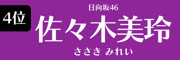 4位　日向坂46　佐々木美玲 ささきみれい