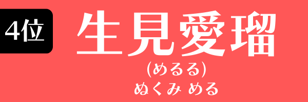 第4位　生見愛瑠 ぬくみ める