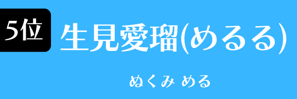 5位：生見愛瑠（めるる）