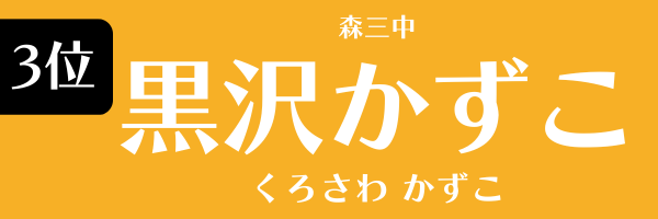 第3位　黒沢かずこ（森三中） くろさわ　かずこ（もりさんちゅう）