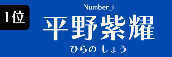 第1位　平野紫耀（Number_i） ひらの　しょう