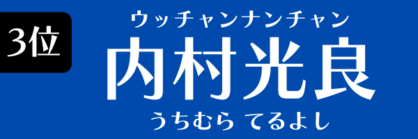 3位：内村光良（ウッチャンナンチャン）